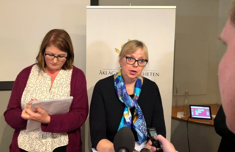 Deputy Chief Prosecutor Eva-Marie Persson speaks during a news conference in Stockholm