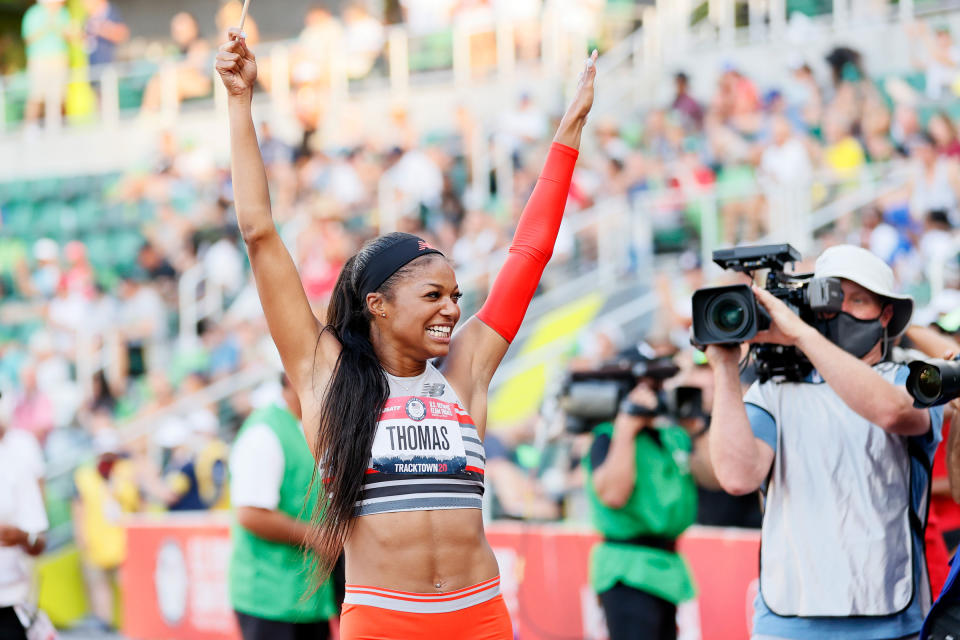 Thomas won the 200-m Olympic trials in June<span class="copyright">Steph Chambers—Getty Images</span>