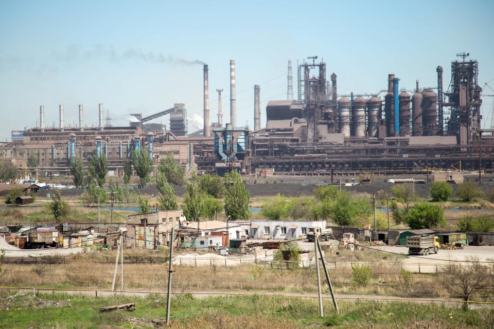 Mariupol, Ukraine - May 1, 2018: Panorama of the Azovstal metallurgical plant.