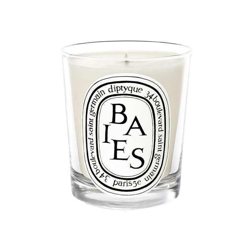 <a rel="nofollow noopener" href="http://www.diptyqueparis.com/home-fragrances/scented-luxury-candles-usa/standard-scented-candles-190g/baies-candle.html" target="_blank" data-ylk="slk:Baies, Diptyque, $62;elm:context_link;itc:0;sec:content-canvas" class="link ">Baies, Diptyque, $62</a>