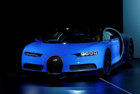 The new Bugatti Chiron car is presented ahead of the 86th International Motor Show in Geneva, Switzerland, February 29, 2016. REUTERS/Denis Balibouse