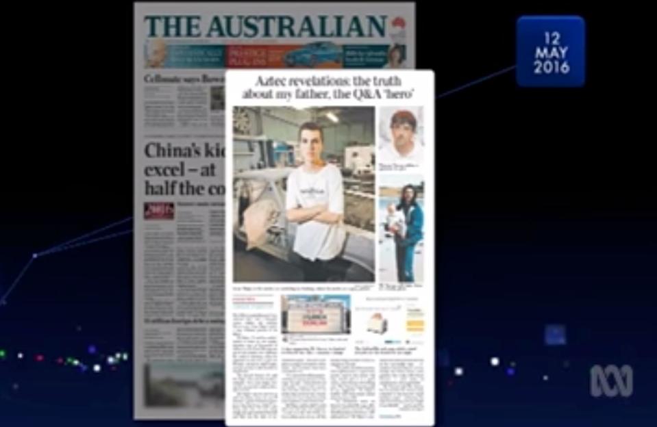 Pictured: The Australian front page on Duncan Storrar's past criminal convictions. Source: ABC/Media Watch