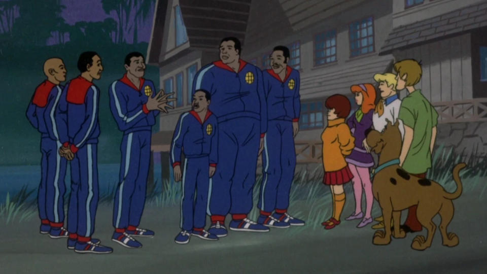 The Harlem Globetrotters in 'The New Scooby-Doo Movies'. (Credit: CBS)