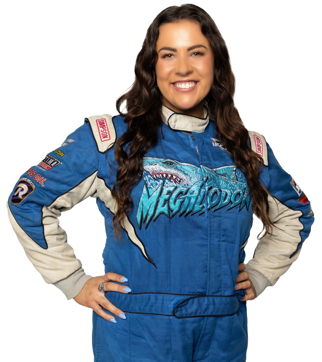 Ashley Sanford grew up going to motorsports events in California. She'll be behind the wheel of the shark-shaped Megalodon monster truck when Monster Jam roars into the Resch Center Friday through Sunday.