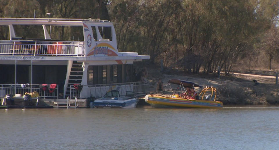 The houseboat on the Murray River in Mildura where the men were celebrating a bucks party. 