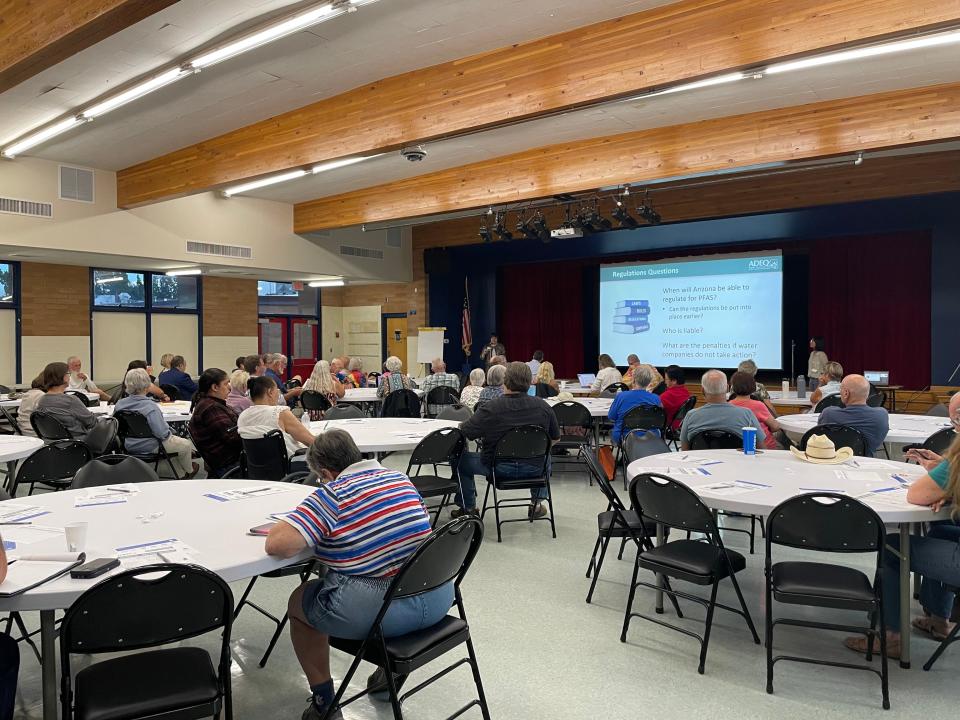 Cochise County residents listen to a presentation related to the detection of PFAS in water distributed by East Slope Water Company West.
