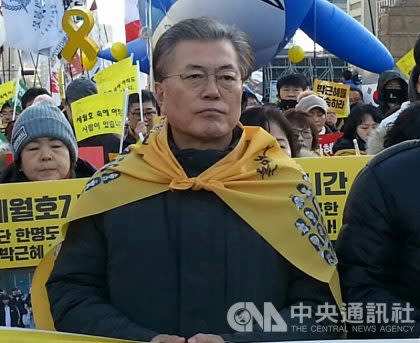 在2012年總統大選輸給朴槿惠的文在寅（Moon Jae-in），目前聲勢看好。（中央社／資料照片）