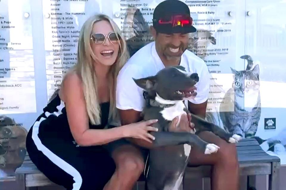 <p>Tamra Judge/Instagram</p> Tamra and Eddie Judge smiling with new dog