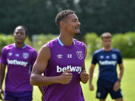 Sebastien Haller is poised to make his west Ham debut against Manchester City (Getty)