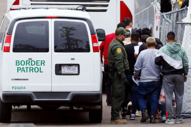 PHOTO: FILE - Migrants are dropped off at a hotel after being processed by U.S. Border Patrol following the lifting of Title 42 in San Diego, Calif., May 15, 2023. (Mike Blake/Reuters, FILE)