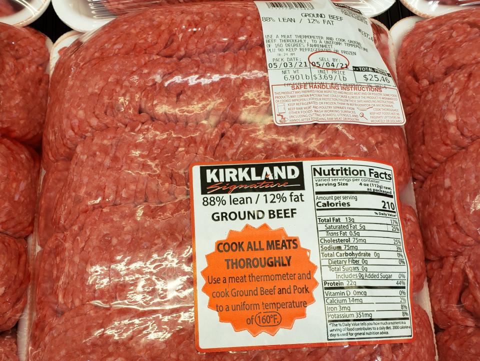 bulk package of costco ground beef
