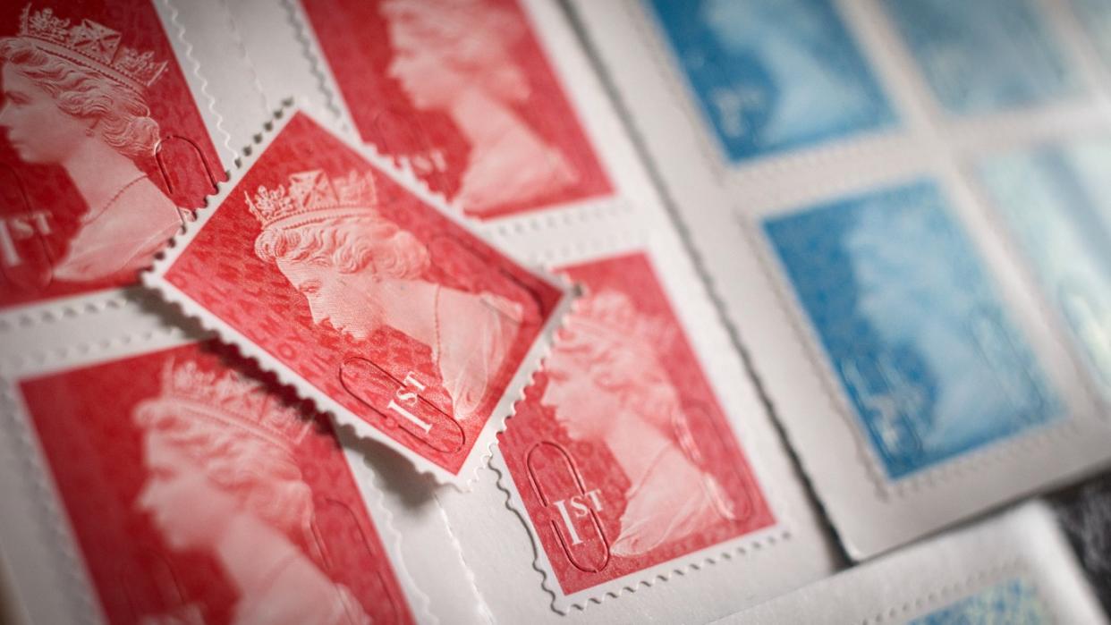  A sheet of stamps. 