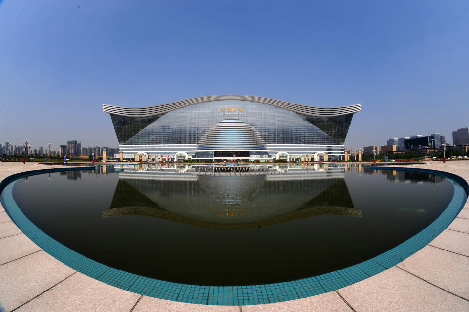 It is 500m long and 400m wide, with 1.7 million square metres of floor space - big enough to hold 20 Sydney Opera Houses, according to local authorities. (AFP PHOTO)