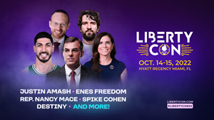 Special guests include NBA star and human rights activist Enes Kanter Freedom, 5-term Congressman Justin Amash, Congresswoman Nancy Mace, 2020 Libertarian vice presidential candidate Spike Cohen, and social media influencer Destiny.