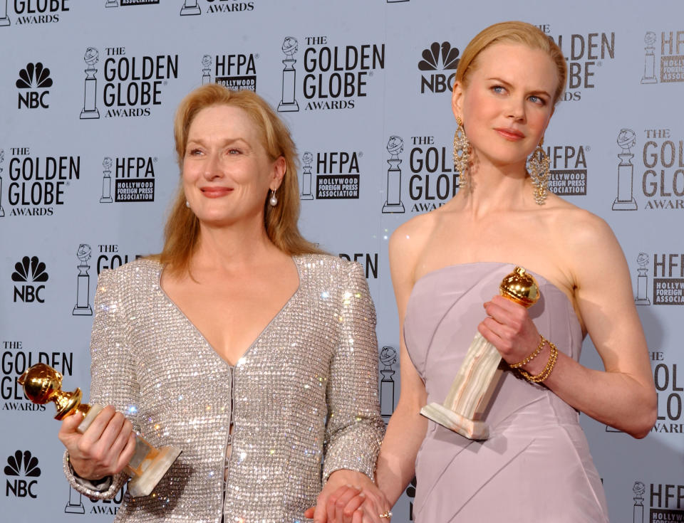 Meryl Streep y Nicole Kidman compartieron temporada de premios en 2003 a través de 'Las horas' -donde trabajaron juntas' y 'El ladrón de orquídeas'. (Foto de Frank Micelotta/ImageDirect)