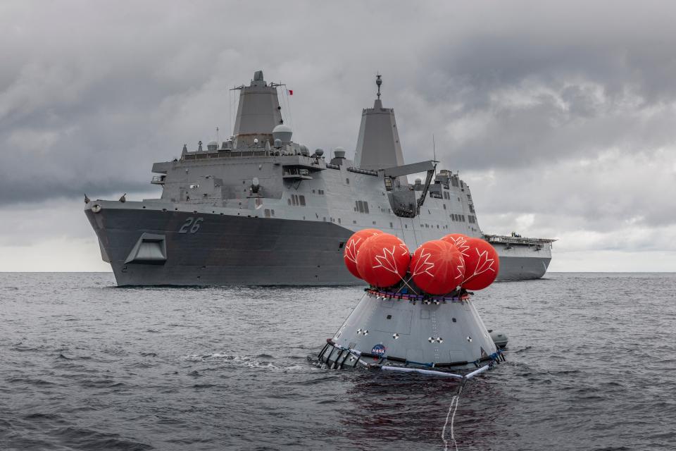 During Underway Recovery Test-8, NASA's Landing and Recovery team from Exploration Ground Systems at Kennedy Space Center performed their first full mission profile test of the recovery procedures for Artemis I aboard the USS John P. Murtha in the Pacific Ocean. Artemis I will be the first integrated flight test of NASA's Deep Space Exploration Systems: the Orion spacecraft, Space Launch System rocket, with the newly upgraded Exploration Ground Systems at Kennedy Space Center.