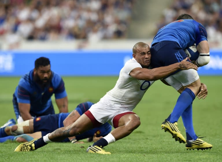 Jonathan Joseph (C) is set to be one of England's starting centres alongside Brad Barritt when they face Fiji in their World Cup opener at Twickenham on September 18