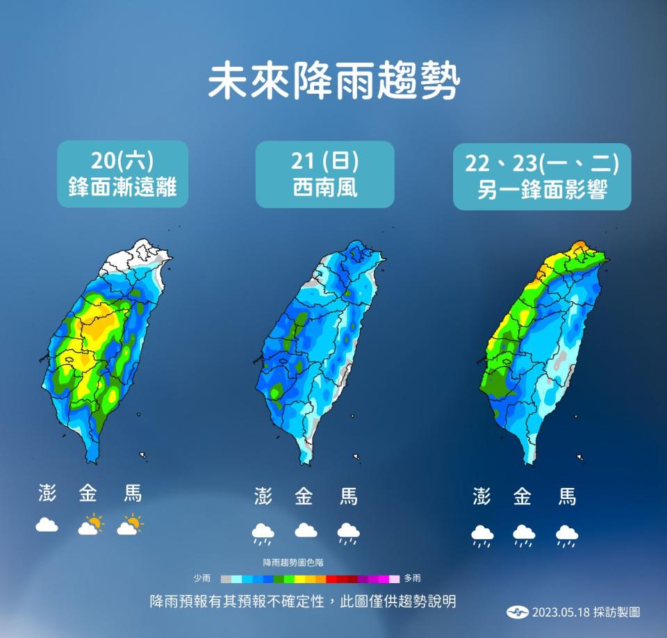 下週一（22日）有另一波鋒面。（圖／氣象局）