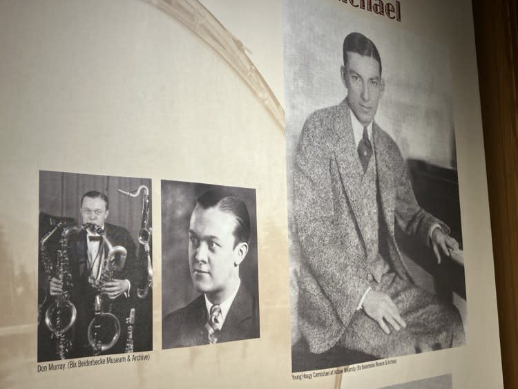 Bix friends Don Murray (left) and Hoagy Carmichael at the Bix Beiderbecke Museum & Archive (photo by Jonathan Turner).