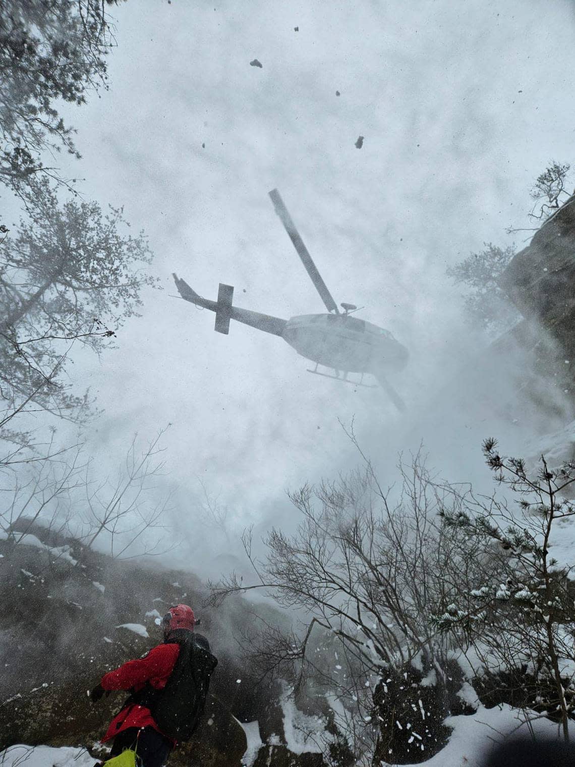 A Kentucky State Police helicopter was used to rescue four college students stranded on Courthouse Rock in the Red River Gorge on Jan. 15, 2024.