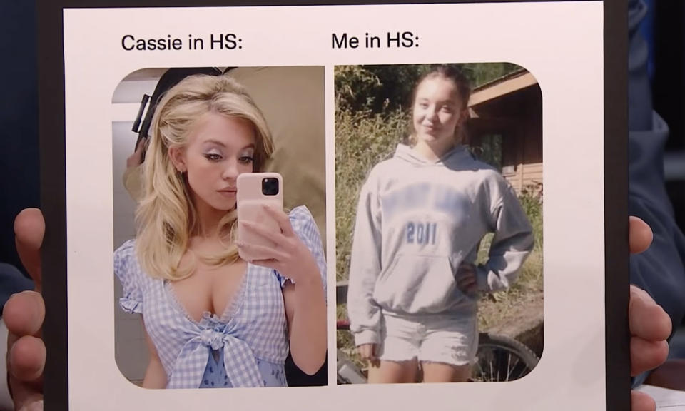 Jimmy Fallon held up a meme showing Sydney Sweeney as her teenage 