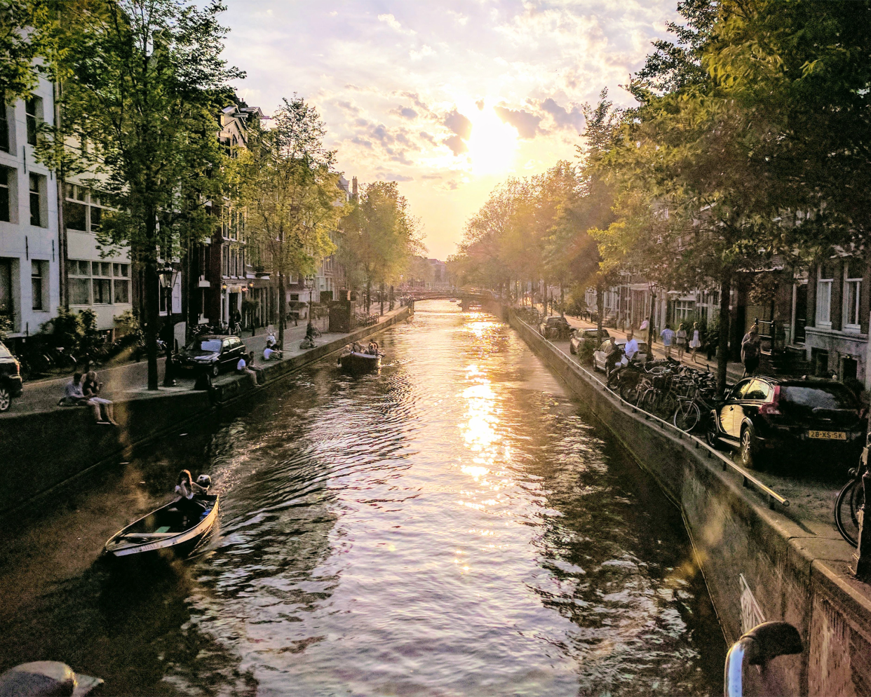 Amsterdam canals sunset