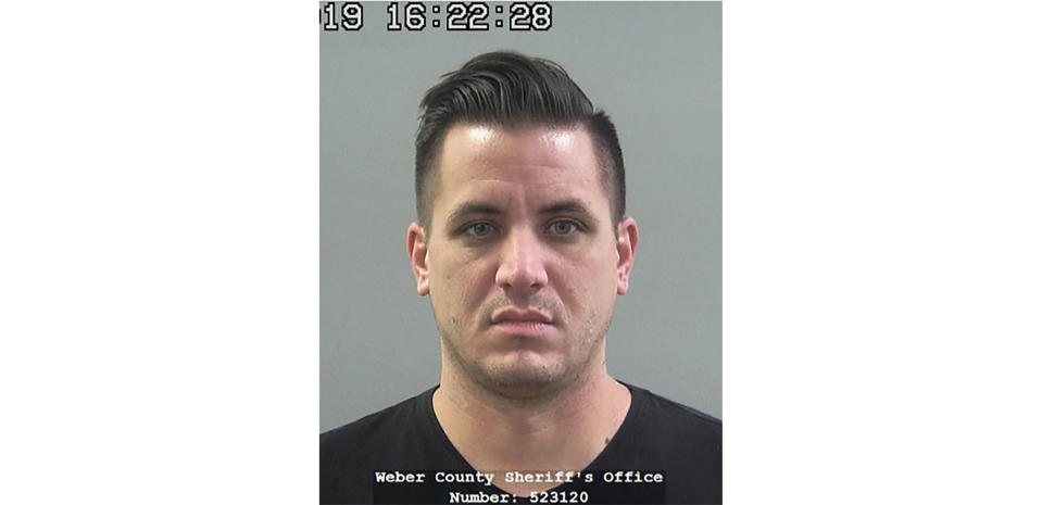 This 2019 photo provided by the Weber County Sheriff's Office shows inmate Kaleb Wiewandt. Wiewandt, who was behind bars for bank fraud escaped from a Utah jail Tuesday night by posing as a fellow inmate whose time had come to be released, authorities said Wednesday, Feb. 26, 2020. Wiewandt was allowed to leave the jail in Ogden, Utah, because staff thought he was inmate Matthew Belnap, who helped him carry out the plan, said Weber County Sheriff's Lt. Joshua Marigoni.( Weber County Sheriff's Office via AP)