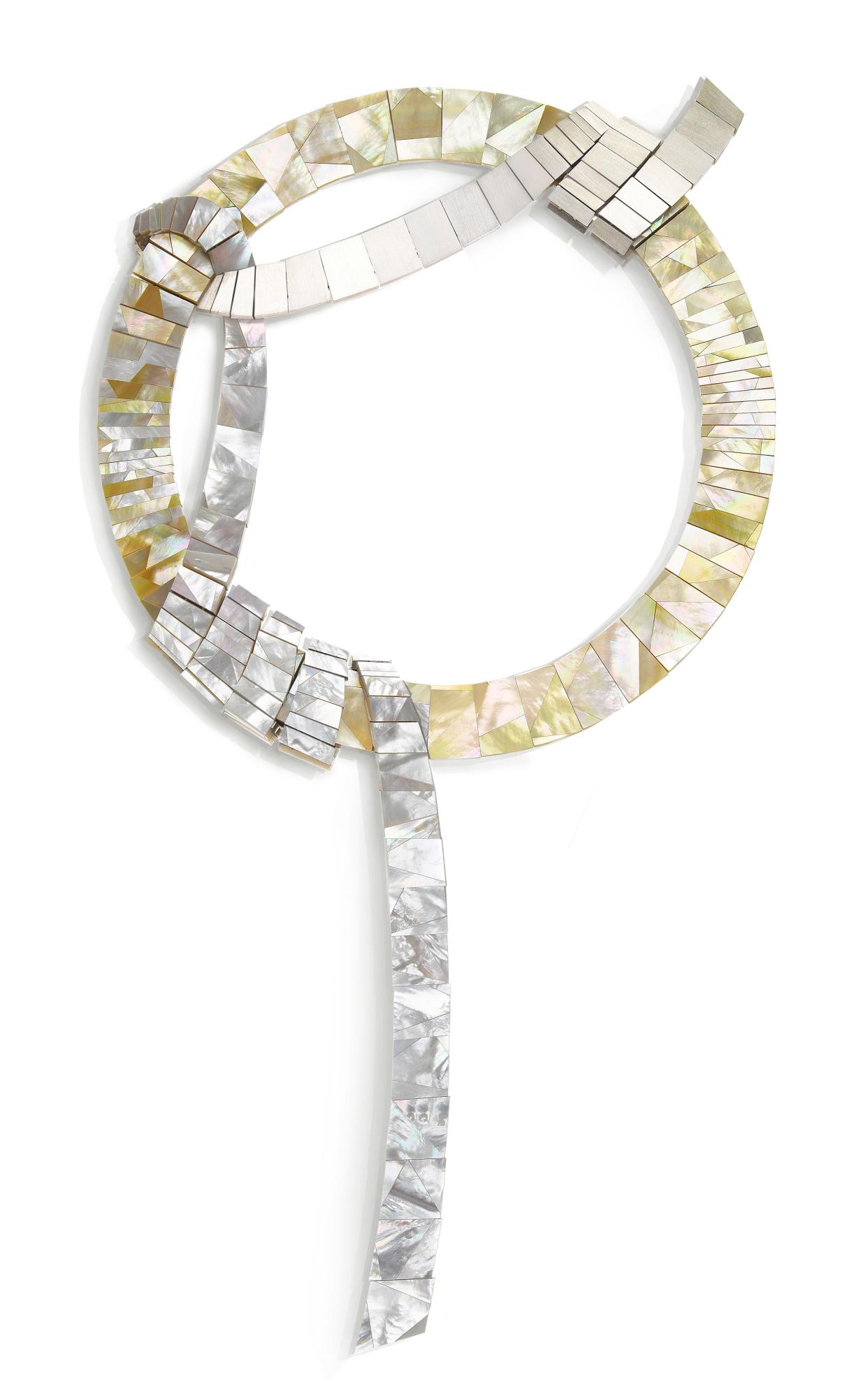 Melanie Georgacopoulos Corde de Nacre necklace in sterling silver with white and golden mother of pearl