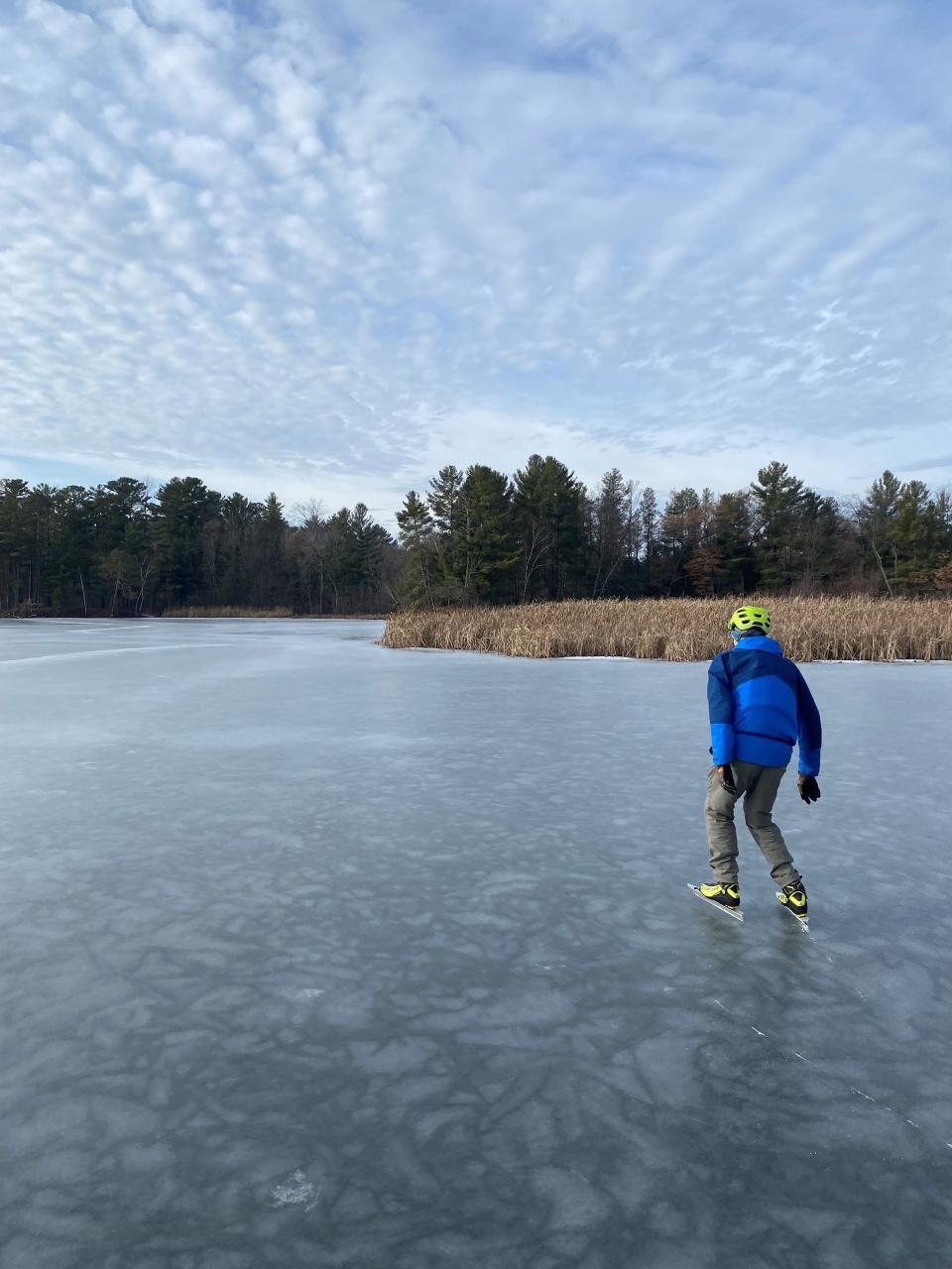 Rick Zahn of Stevens Point skates on Jordan Pond in Portage County, north of Stevens Point. The ice was about four inches thick on Dec. 15, when this was taken. But warm weather and rain has since ruined the wild skating conditions in the area.