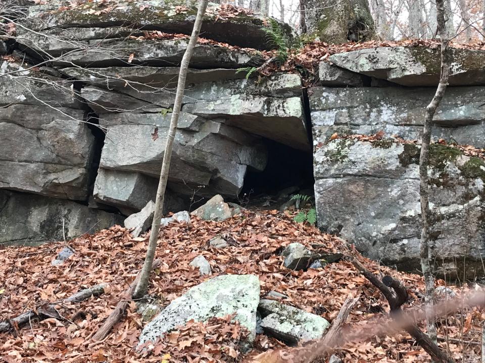 A long ledge along the Milton A. “Hank” Gowdey Trail is marked with caves, clefts and crevices.