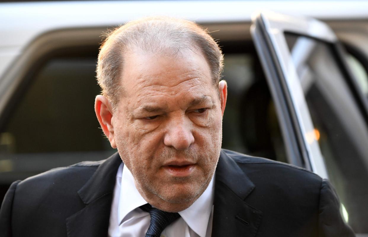 Harvey Weinstein arrives to the Manhattan Criminal Court: AFP via Getty Images