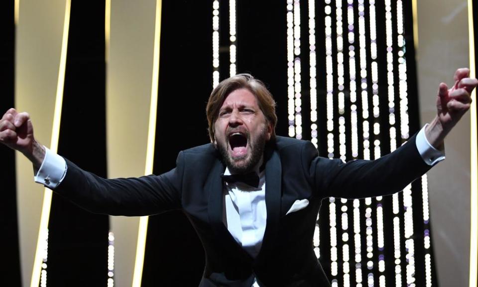 Ruben Oustland enjoys the moment as he is awarded the Palme d’Or for The Square.