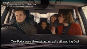 Colin Firth and his family in <em>Red Nose Actually</em>