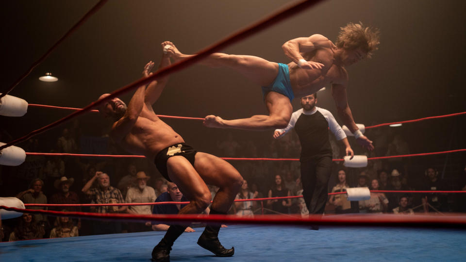 Zac Efron learned the basics of professional wrestling to play Kevin Von Erich in The Iron Claw. (Lionsgate/A24)