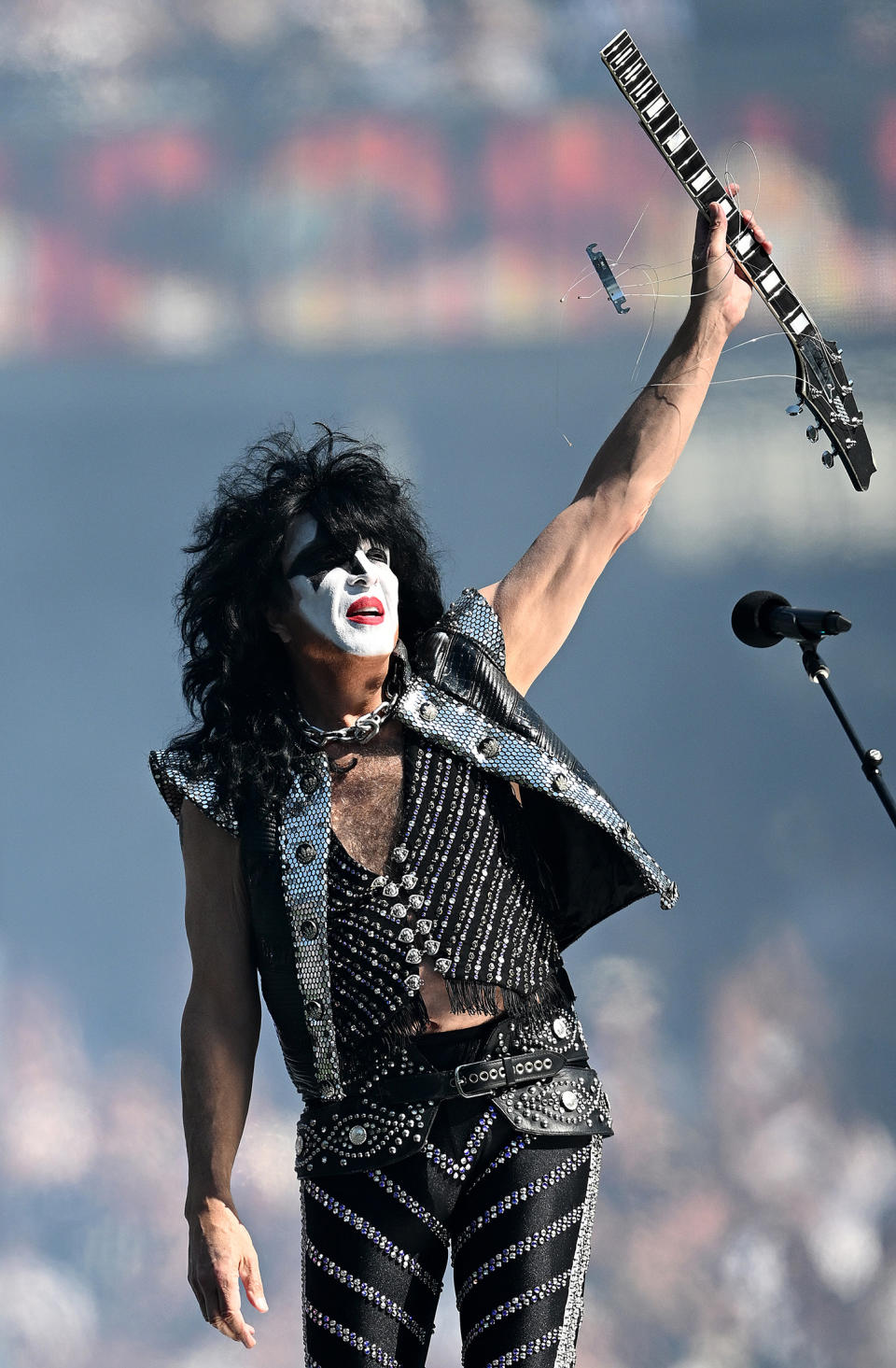 KISS guitarist Paul Stanley's guitar smash