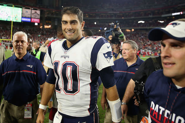 Jimmy Garoppolo will have investors grinning from ear to ear this week. (Getty)