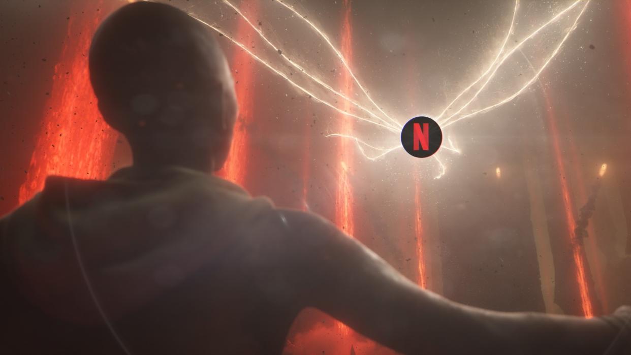  Netflix symbol flying towards Diablo character. 