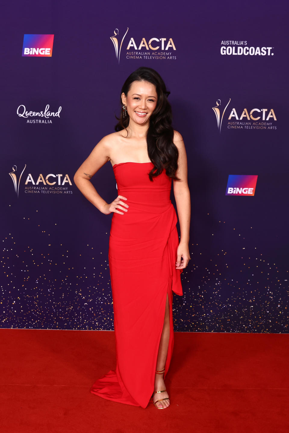 Natalie Tran looked stunning in red. Photo: Getty