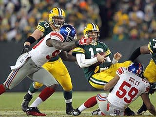 New York sacked Aaron Rodgers four times, two more times than when the Packers and Giants met on Dec. 4