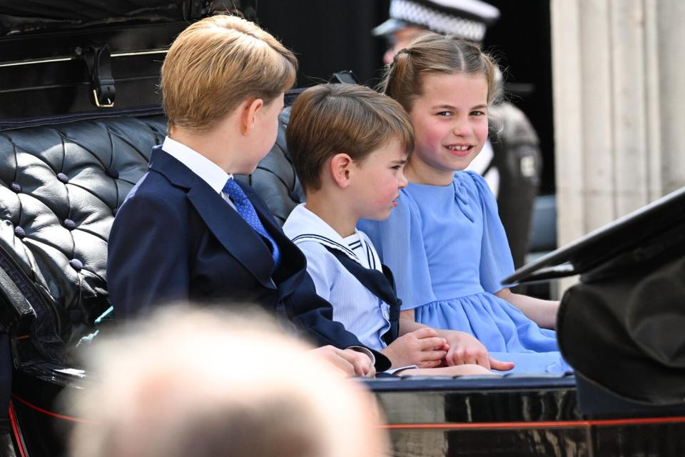 Prince George of Cambridge, Prince Louis of Cambridge and Princess Charlotte of Cambridge Trooping The Colour