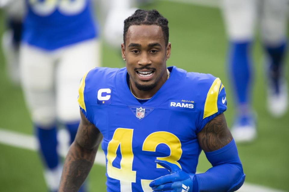 Rams safety John Johnson III runs off the field