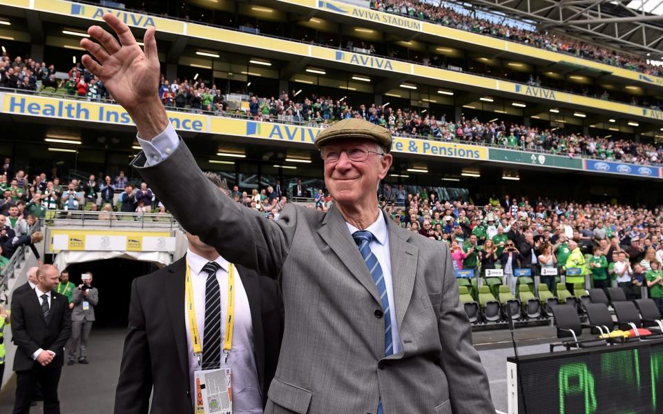 Former Republic of Ireland manager Jack Charlton is introduced to the crowd ahead of the Three International Friendly match between Republic of Ireland and England  - Sportsfile