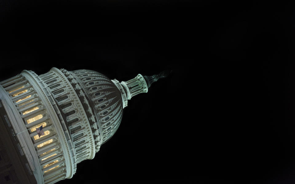 The illuminated Capitol Dome is pictured late November 21, 2008 in Washington, D.C. (PAUL J. RICHARDS/AFP/Getty Images)