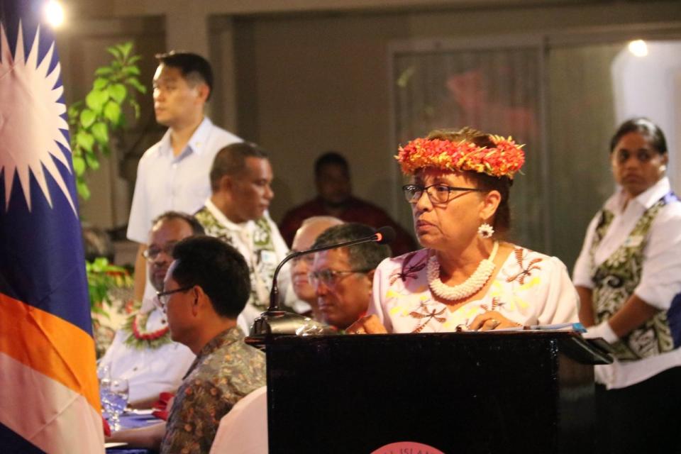 蔡總統出席馬紹爾群島總統海妮舉行的國宴。(歐陽夢萍 攝)