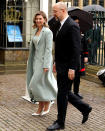 <p>Ukraine’s First Lady Olena Zelenska and Ukraine’s Prime Minister Denys Shmyhal arrive at Westminster Abbey in central London on May 6, 2023, ahead of the coronations of Britain’s King Charles III and Britain’s Camilla, Queen Consort. – The set-piece coronation is the first in Britain in 70 years, and only the second in history to be televised. Charles will be the 40th reigning monarch to be crowned at the central London church since King William I in 1066. Outside the UK, he is also king of 14 other Commonwealth countries, including Australia, Canada and New Zealand. Camilla, his second wife, will be crowned queen alongside him, and be known as Queen Camilla after the ceremony. (Photo by Andrew Milligan / POOL / AFP) (Photo by ANDREW MILLIGAN/POOL/AFP via Getty Images)</p>