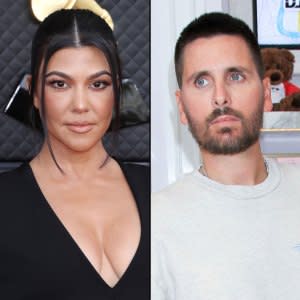 Kourtney Kardashian and Scott Disick Reunite for Mason's Birthday, Was Travis Barker in Attendance? low cut black dress