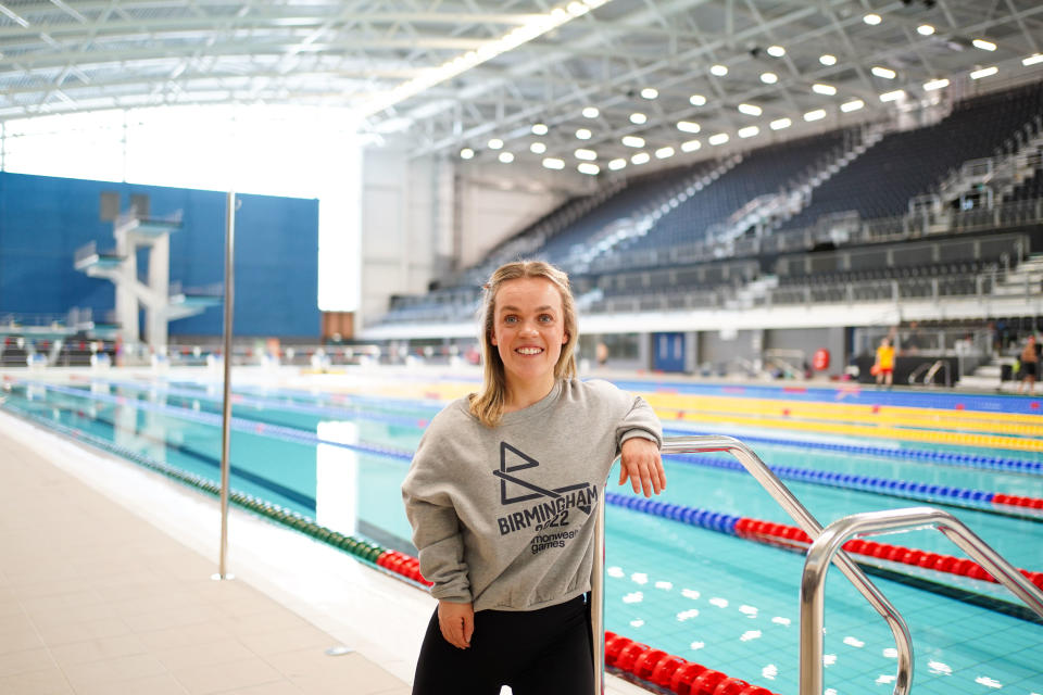 Ellie Simmonds, 8 time Paralympic medallist and Birmingham 2022 Board Member at the Sandwell Aquatics Centre, Birmingham. Today marks 100 days to go until the 2022 Commonwealth Games gets under way in Birmingham Picture date: Tuesday April 19, 2022. (Photo by Jacob King/PA Images via Getty Images)