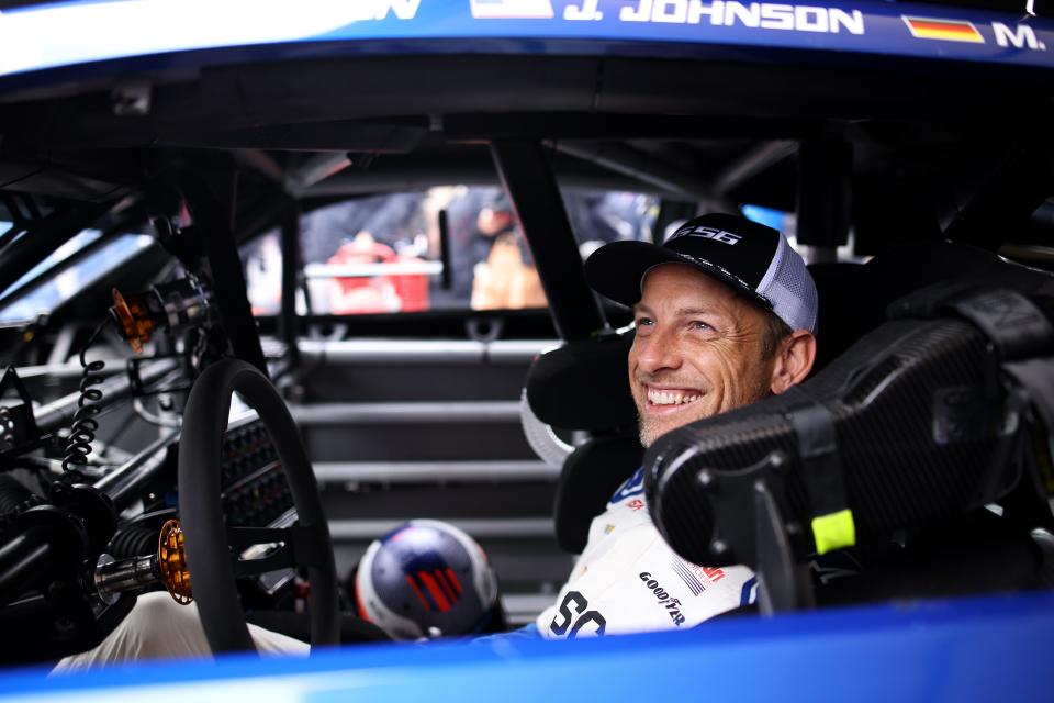 Jenson Button behind the wheel of NASCAR's 2023 Le Mans entry.