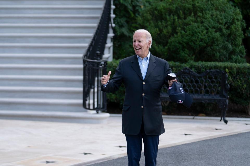 President Joe Biden departs the White House on Aug. 7 for the first time in 18 days after recovering from a rebound case of COVID-19.