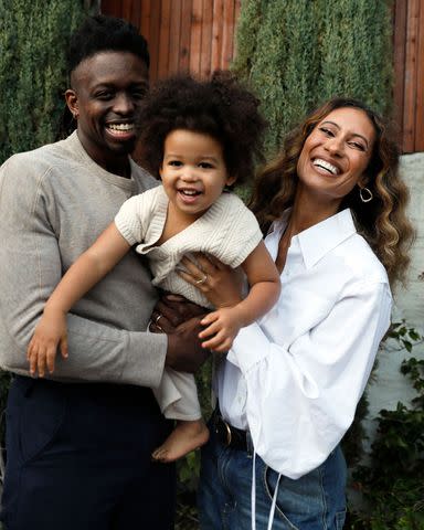 <p>BelathÃ©e Photography</p> Jonathan Singletary, Elaine Welteroth and son Silver